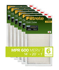 6-pack of 12x12x1 MPR 600 Pleated Air Filter Pack With MERV 7 Dust Reduction For Clean Living Air, 3 Month Replacement