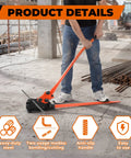 Heavy Duty Rebar Bender And Cutter Tool, 2 In 1 Metal Bending Device with anti-slip handle in use at a construction site.