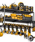Heavy Duty Power Tool Organizer Wall Mount With 7 Drill Slots And Screwdriver Holder, cordless drill hanger storage rack