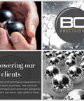 Chrome steel bearing balls, 1/8 in, 1,000-pack, BC Precision; close-up of hands holding spheres.