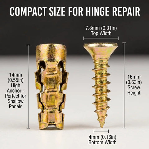 Short 6x14mm Expansion Screw Set For DIY Cabinet Hinge Repairs And Wood Fixes, Metal Anchor Screws For Stripped Holes, Door Hinge Repair Kit