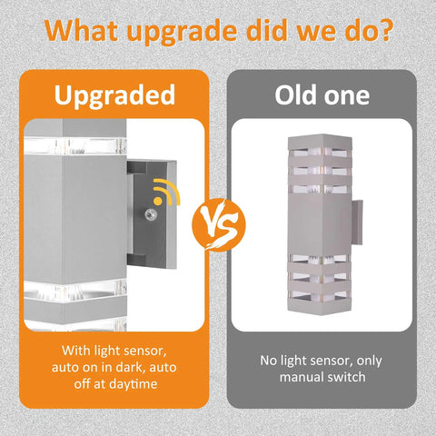 Dope Modern Outdoor Wall Light Dusk To Dawn Waterproof Porch Fixtures With Up Down Dual Head E27 Exterior Lighting For Front Door Balcony And Garage Silver 2 Pack