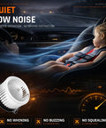 Heavy Duty Front Blower Motor Get Your Cabin Climate Back On Track With Knockout Heating Cooling Power And Slick Ventilation Flow For Subaru Impreza Crosstrek Forester in a quiet car setting, emphasizing low noise operation.