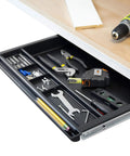 Under Desk Pencil Drawer With Ball Bearing Slide-Out Organizer for Office Supplies Paper and Pencils, tools organized inside