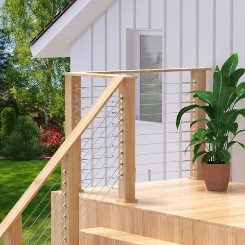 Deck with twenty pairs one eighth inch cable railing kit with swage toggle turnbuckles adjustable angle stainless steel hardware