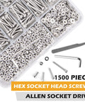Beefy M3 Hex Socket Head Cap Screw Kit From 4mm To 30mm Stainless Steel Bolts With Nuts And Flat Washers Includes Allen Wrench And Curved Tweezers M3 Screws Assortment Set For Electronics RC DIY Projects in plastic organizer.
