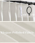 Cream Blackout Curtains With Matte Polished Finish and Pinch Pleat Linen Texture, hooks and rings shown for track system
