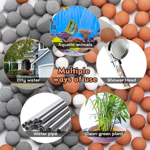 Replacement Mineral Shower Head Beads Set For Filtered Showers, 150g Pack Three Bags Of Beads, multiple uses shown