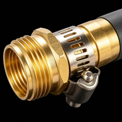 Solid Brass Garden Hose Repair Kit Set With Clamps For 3/4 Or 5/8 Inches Fix Leaks Fast Drip Irrigation Mender Adapter For Backyard Watering And Lawn Care brass hose fitting with clamp