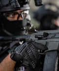 M-Pact Covert Tactical Gloves With Secure Fit For Work And Hunting, Touchscreen Compatible Safety Gloves, Black Small, in action with firearm