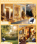 Two Pack 66ft Outdoor Solar String Lights With 200 LEDs Waterproof Copper Wire 8 Modes Warm White Twinkle Lights for Patio Decor