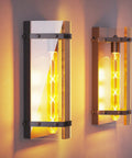 Industrial Wall Sconces Set Of Two With Walnut Wood And Black Metal Vintage Rustic Lantern Style Wall Lighting Fixtures E26 Base 2700K Bulbs