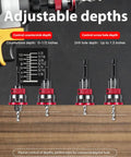 Adjustable Depths for Heavy Duty Nine Piece Countersink Drill Bit Set With Adjustable Depth Stop Collar And Tct Alloy Steel