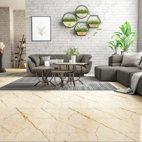 Living room with Black Marble Peel And Stick Floor Tiles 12x12 Inch Self-Adhesive Vinyl Flooring 32 Pack Waterproof Removable