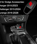 Gear Shift Knob Head Cover Trim Carbon Fiber Red Fit For Dodge Charger 2015-2023 Challenger 2015-2023 Durango 2016-2026