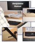 Heavy Duty 14 Inch Keyboard Slide With Ball Bearing Rails, under desk tray, adjustable height bracket, L extension, side view