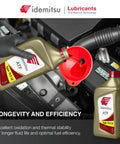Pouring ATF Type TLS LV WS Automatic Transmission Fluid for Toyota Lexus Scion, red funnel, one quart bottle.