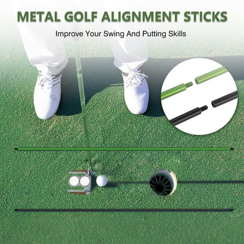 Golf Alignment Stick Holder And Training Aid For Aiming, Putting, Full Swing, Posture Correction, And Swing Plane Practice
