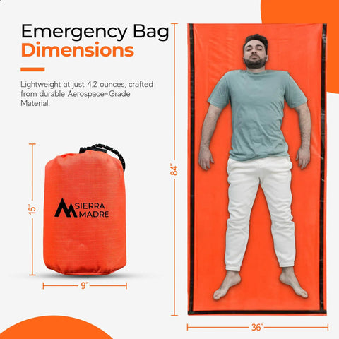 Ultralight Emergency Sleeping Bag Bivy Sack Waterproof Mylar Thermal Reflective Blanket for Hiking Bug Out Bags size details