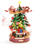 3D Puzzles For Adults Awesome Wooden Music Box Christmas Melody Tree 319 Piece Model Building Kit, Santa and sleigh