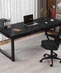 Self Adhesive Marble Countertop Wallpaper Peel And Stick Black Marble Design With Grid Back For Easy Cutting on desk surface