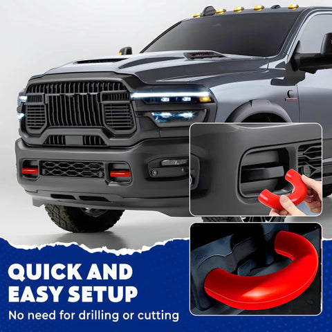 Ram Tow Hook Covers For 2019-2026 2500 3500 Front Installation Red Silicone Rubber Upgraded Design Flush Fit Rugged Truck Accessories