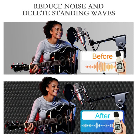 Gamechanging 1 Pack Egg Crate Acoustic Foam Panels High Density Soundproof WallTiles shown improving audio clarity in studio.