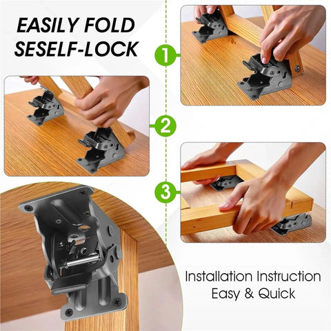 Premium Stainless Steel Folding Table Leg Brackets With Quick Release Locking Hinge For Furniture Cabinet Support Smooth Install Space Saving Silver Bracket Set Built Tough No Sweat Setup