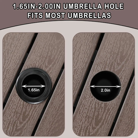 Outdoor Patio Umbrella Table With Two Weight Bags And Umbrella Hole Brown Wicker End Table With Storage Two Tier Design