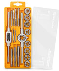 Complete 20 Piece Metric Tap And Die Set M3 To M12 For Thread Repair And Tapping Screw And Bolt Rethreading Tools With Wrenches And Durable Case For DIY Garage And Workshop in yellow case