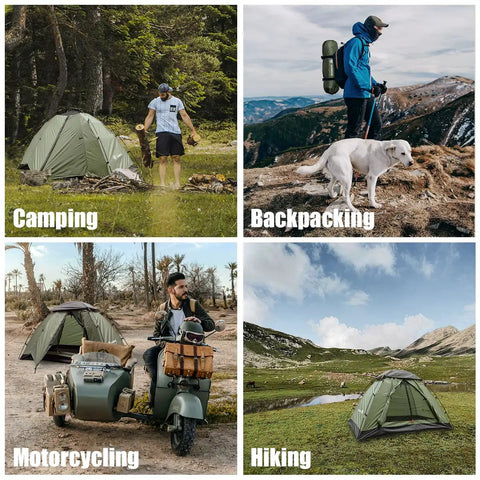 Various uses of a 2 Person Ultralight Backpacking Tent For Camping With Waterproof Windproof Build Two Doors Easy Quick Setup
