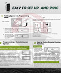 Programming instructions for Two Pack G3T R Garage Door Remote Replacements with images and steps for setup and sync.