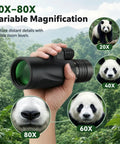 80x100 High Power Monocular With Smartphone Adapter For Adults Crystal Clear Bird Watching Scope Travel Camping Hiking Adjustable Zoom Lightweight Portable Long Range View For Nature Lovers And Outdoor Enthusiasts, 20x-80x zoom
