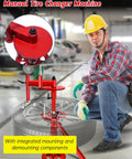 Manual Tire Changer With Gear Transmission For 16 To 21 Inch Tires Heavy Duty Hand Crank Tool in garage setting