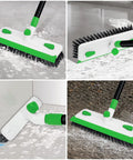Long Handle Floor Scrub Brush With 3 In 1 Scraper Squeegee And Stiff Bristle Deck Brush for Cleaning Tile Bathroom Patio