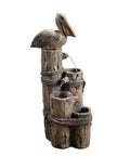 Chill Four Tier Pelican And Driftwood Outdoor Cascading Water Fountain with resin construction and brown finish