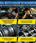 Image illustrating issues solved by Best All Purpose Garage Door And Bike Lubricant With Brush For Hinges Bearings Gears And Track Rails