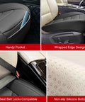 Dope PU Leather Car Seat Cover With Non Slip Grip And Full Wrap Protection Storage Pocket Easy Clean Universal Fit For 95 Percent Of Vehicles Black One Piece featuring handy pocket, wrapped edge design, seat belt compatibility, and non-slip bottom