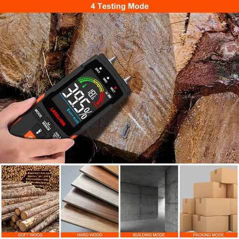 2-In-1 Pin And Pinless Pro-Grade Moisture Meter MS03 For Wood, Concrete, Drywall And More With LCD Display, Hold Function, Flashlight, Auto Power Off, And Non-Destructive Pinless Mode For Delicate Surfaces on wood logs