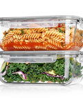 Large Glass Food Storage Containers With Lids For Meal Prep And Big Family Size, 63oz 1860ml Two Pack, Airtight Snap Lid Seals