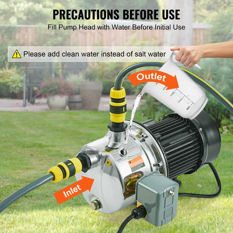 Beefy Three Quarter HP SUS304 Stainless Shallow Well Jet Pump 115V 18.5 GPM 131 Ft Head For Garden Irrigation setup guide