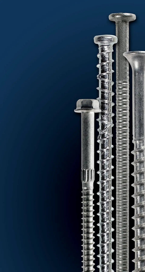 Heavy Duty Bugle Head Wood Screws Crafted From Type 316 Stainless Steel With T25 Six Lobe Drive displayed in various sizes.