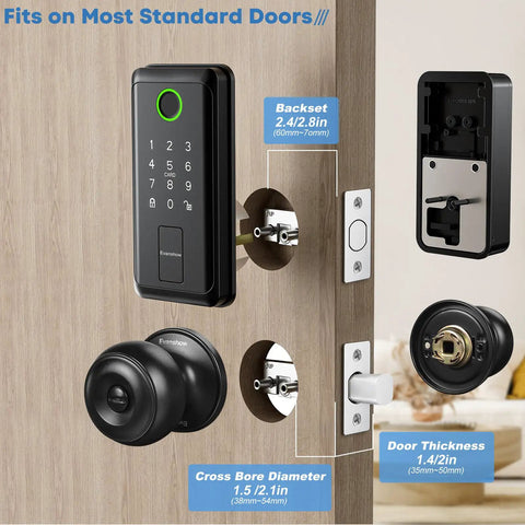 Keyless Entry Smart Door Lock With Handle Fingerprint Recognition Wifi Bluetooth Access Electronic Digital Deadbolt Auto Lock Alexa Compatible Easy Peasy Setup Top Shelf Craftsmanship For Modern Homes