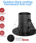 Beefy Heavy Duty Round Fence Post Base Plate And Floor Flange For Chain Link Fence Post Two And Three Eighths Inch Snug Fit Black Coating