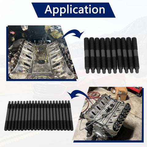 Application of Built Tough Cylinder Head Stud Bolt Kit Featuring 12 Point Design for Chevy LS1, LS3, LS6 engines during installation.