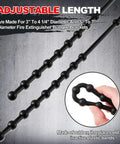 Heavy Duty Fire Extinguisher Replacement Straps 4 Pack, Black Rubber Quick Release Straps adjustable length shown