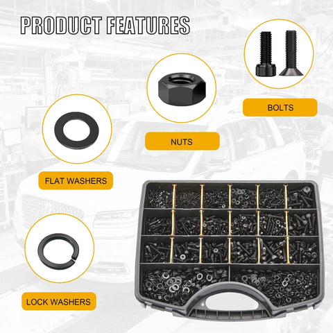 4005 Piece Metric Screw Assortment Kit with M2 M3 M4 M5 Hex Socket Cap Head and Flat Head Screws, Nuts, Washers, and Wrench