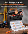 Open Versatile Fishing Tackle Storage Box With 4 Removable Trays And Adjustable Dividers A Handy Craft Or Tool Organizer