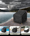 Heavy Duty Waterproof Patio Chair Covers 2 Pack For Deep Seat Outdoor Lounge Chairs Fits Up To 32 W X 37 D X 36 H Inches All Weather Outdoor Furniture Covers Black showing waterproof feature in heavy rain