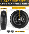 No Flat 4 To 6 Wheel And Tire Set With 13 Inch Wheels Solid Foam Filled Tires For Wheelbarrows Garden Carts Dollies